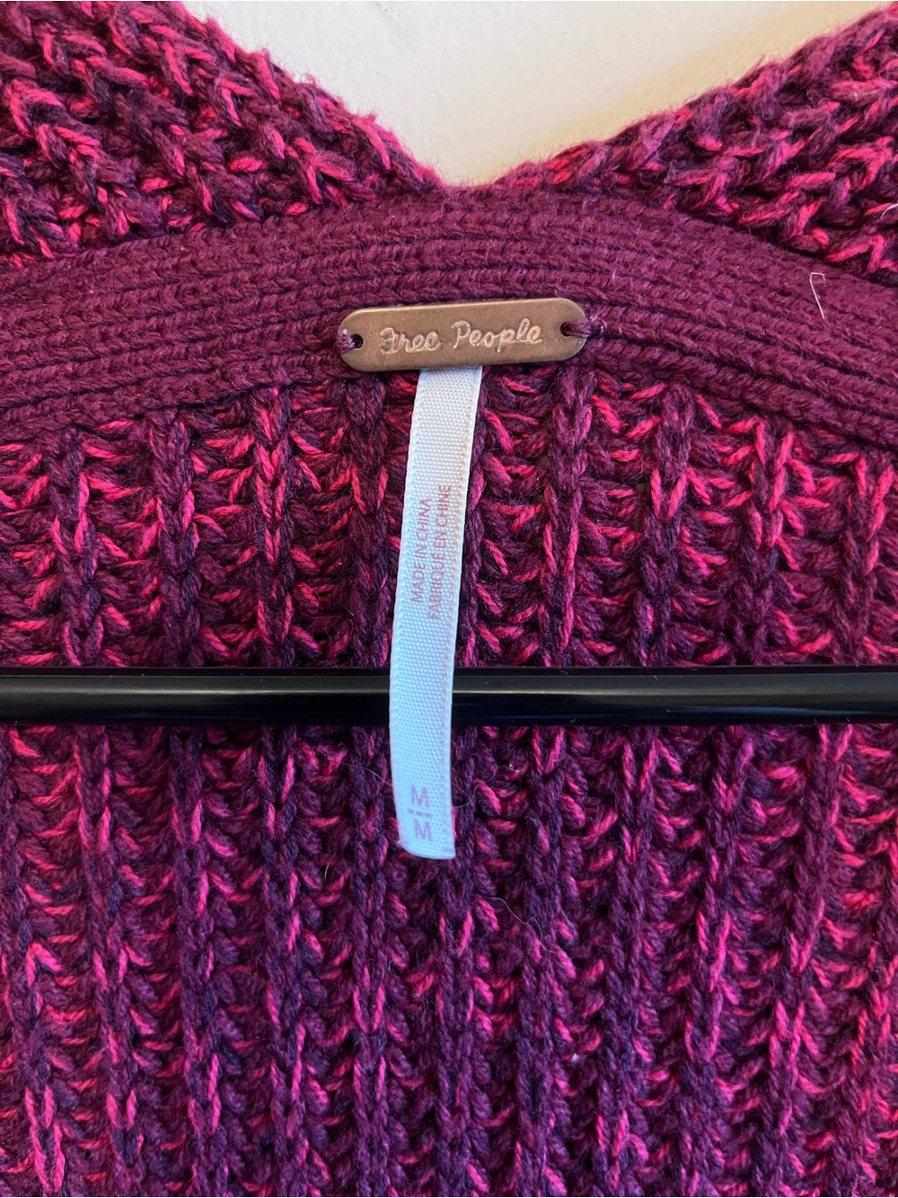 Free People Open-Front Chunky Cardigan in Burgundy - Picture 4 of 7